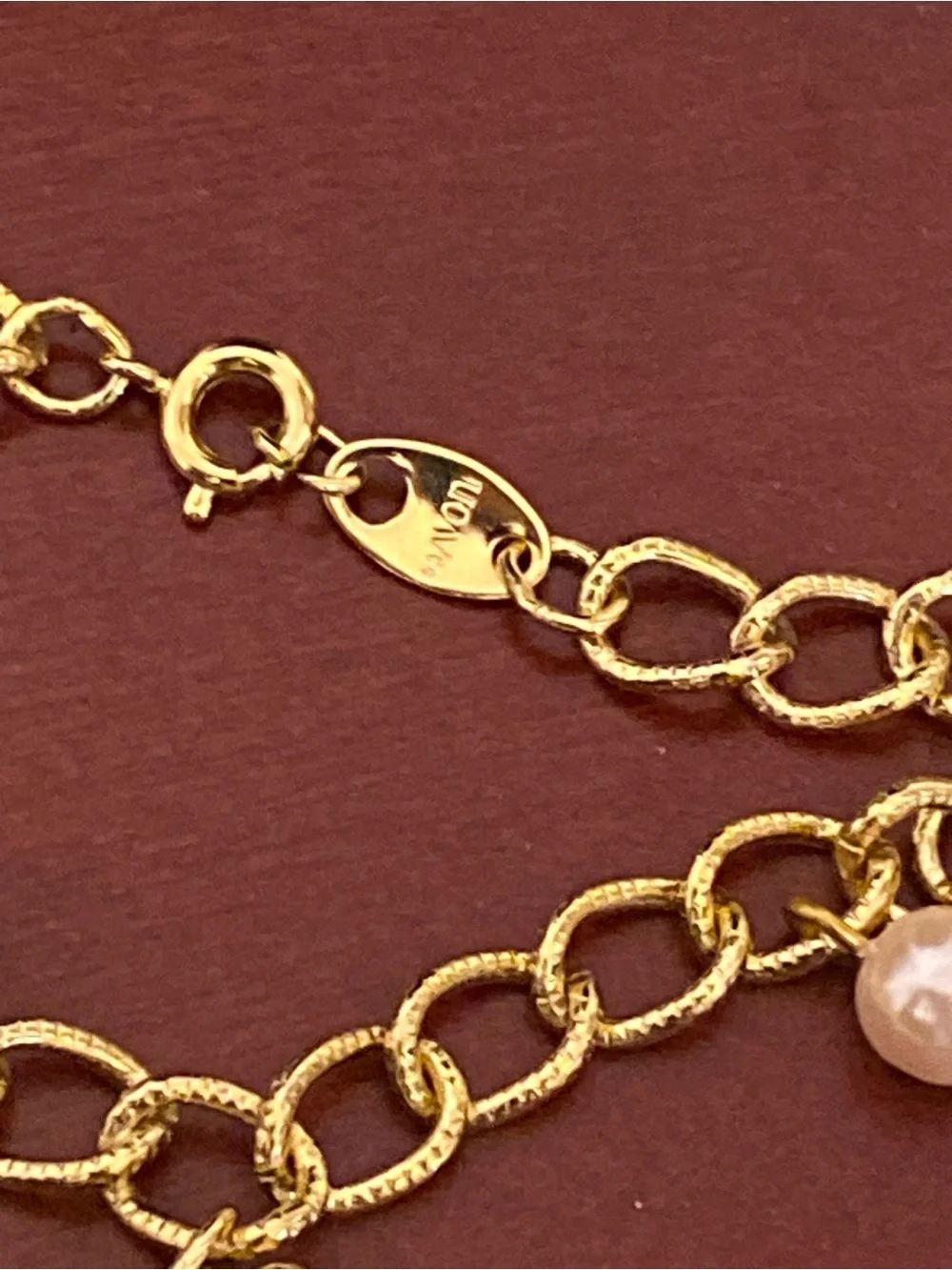 VTG ‘94 NOS Avon Pink Pearl Ballerina Gold Charm Bracelet Deadstock Kids Jewelry